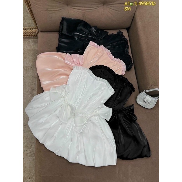 Đầm xoè cúp ngực phối nơ eo 🖤