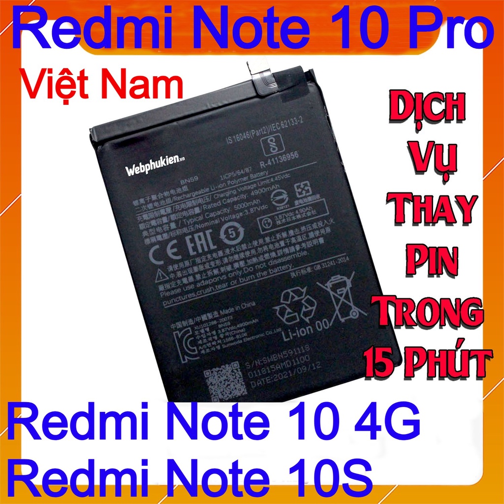 Pin Scud cho Xiaomi Redmi Note 10 4G, Redmi Note 10S, Redmi Note 10 Pro - BN59 dung lượng 5000mAh
