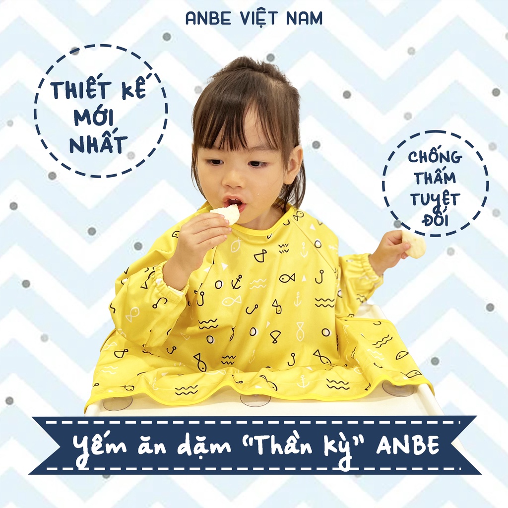 Áo Yếm Ăn Dặm Thần Kỳ Dài Tay Chống Thấm BLW Cho Bé ANBE VIETNAM