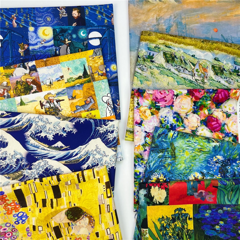 Vải 100% Cotton 110Cm Họa Tiết Tranh Vẽ Nổi Tiếng
