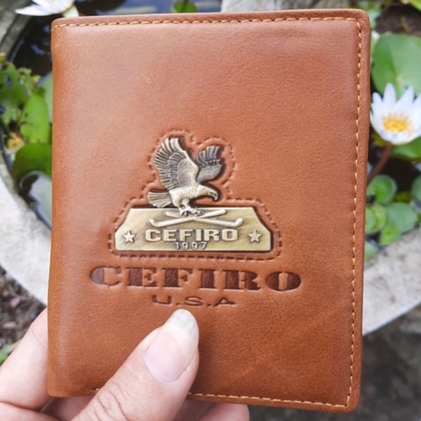 Ví Da Bò Đứng Nam Cao Cấp, Ví Da Nam Nhiều Ngăn Logo Đại Bàng Thương Hiệu CEFIRO