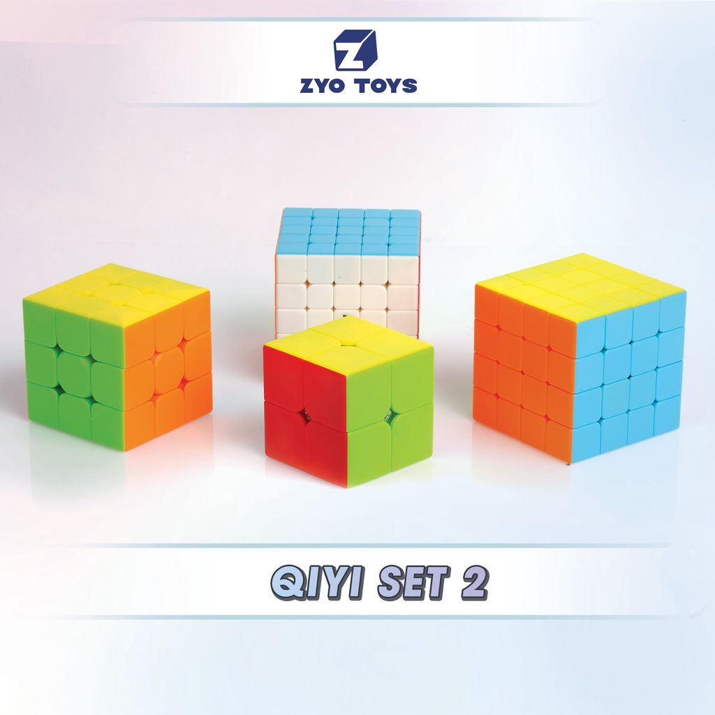 Combo Rubik Qiyi Set 2 - Qiyi 2x2, Qiyi 3x3, Qiyi 4x4, Qiyi 5x5 ( Stickerless Không Viền ) - Zyo Toys