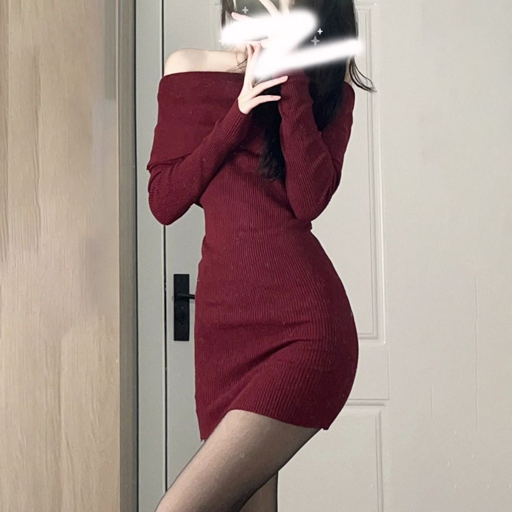 Đầm Giáng Sinh Tay Dài Hở Vai Plus Size Cho Nữ