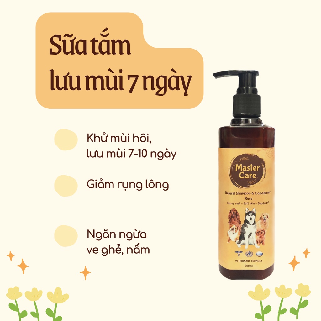 Sữa tắm chó mèo Master Care xà bông tắm giúp khử mùi tuyệt đối lưu mùi 10 ngày 500ml