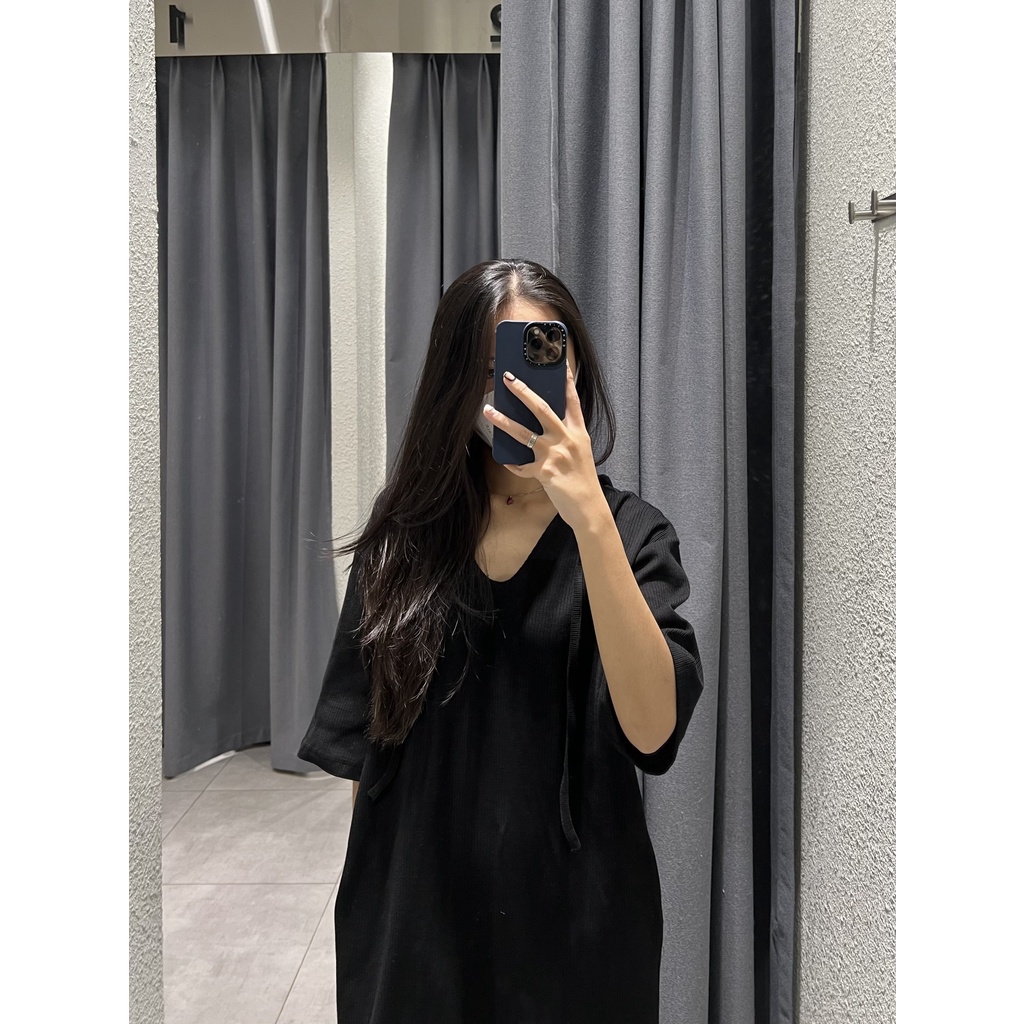 Đầm nữ dáng dài cổ V-neck, là min - HOODED MAXI DRESS