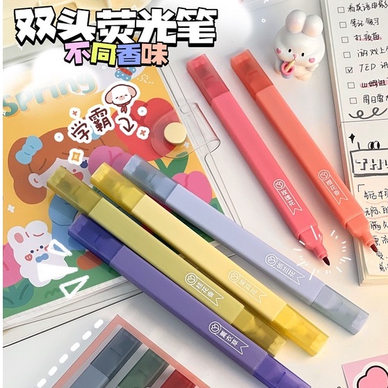 Bộ 6 Bút Lông Hai Đầu Ngòi Mềm Bắt Sáng Màu Retro