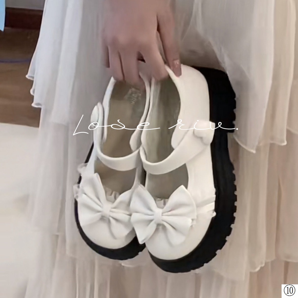 Giày Da Đế Dày Đính Nơ Phong Cách lolita Nhật Bản 2022 Cho Nữ