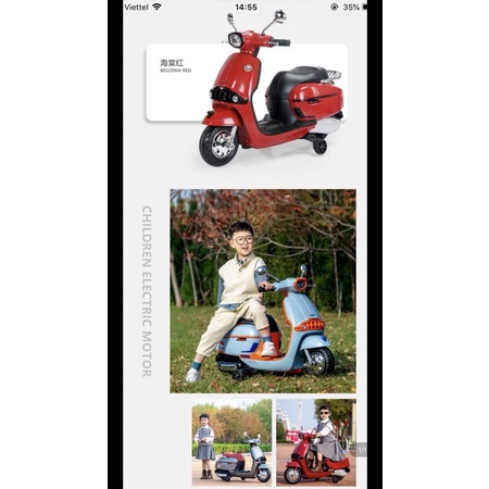 Xe máy điện trẻ em Vespa Q-618
