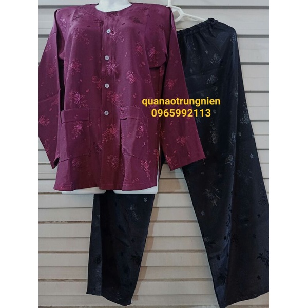 Bộ bà ba gấm Hoa đẹp cho bà già