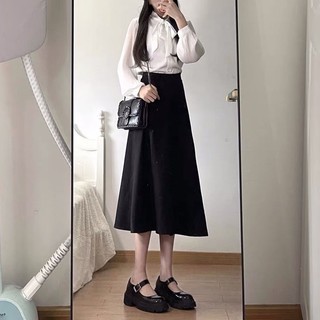 Chân váy dài xòe cạp cao