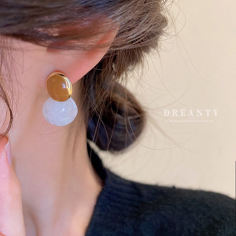 Bông Tai Hình Học Kiểu Bất Đối Xứng Màu Sắc Tương Phản Phong Cách Hàn Quốc Thời Trang Cho Nữ