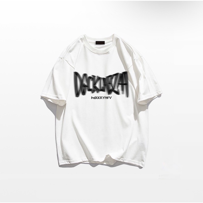 Áo Phông Cổ Tròn Phối Họa Tiết Chữ Hình Học Cá Tính, Chất Tici Mịn Thấm Hút Mồ Hôi Thoáng Mát Mã PH004