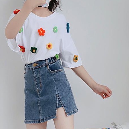 Mới Chân Váy Denim Chữ a Lưng Cao Thời Trang Hàn Quốc 2022 Dành Cho Bé Gái