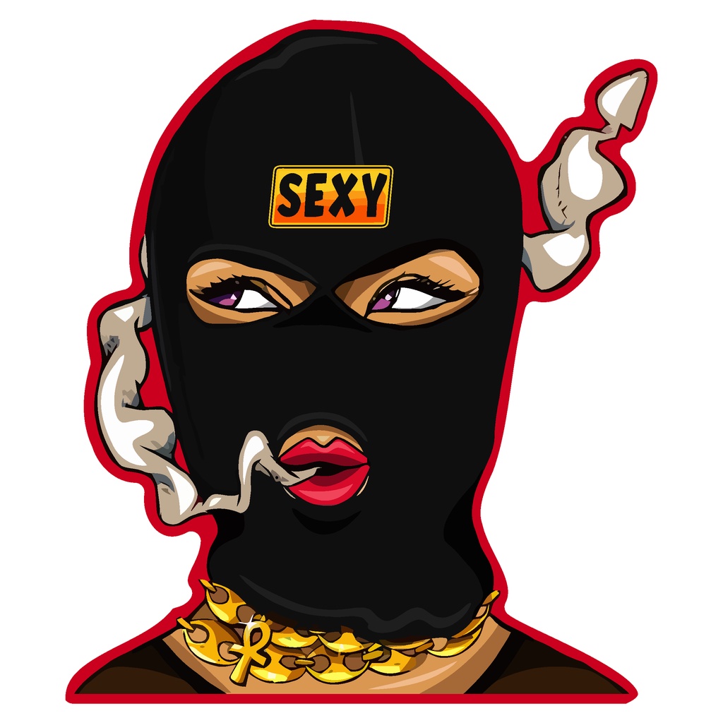 SEXY MASK GIRL - Sticker hình dán die cut cắt rời từng con thương hiệu Sticker Factory