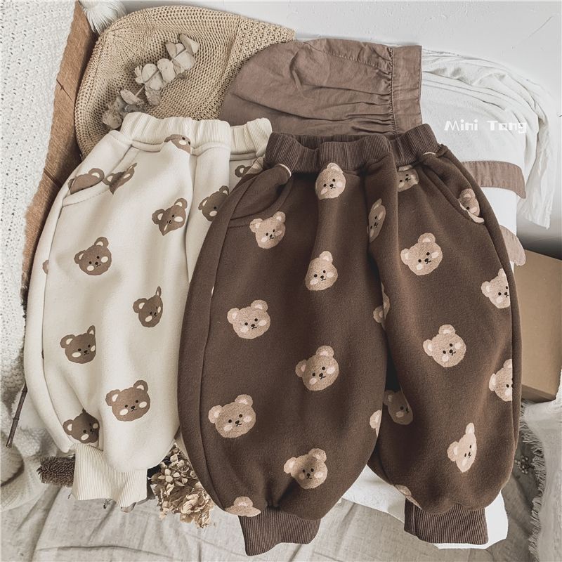 Quần Dài Thể Thao Vải Cotton Lót Lông Cừu Thời Trang Mùa Đông Cho Bé