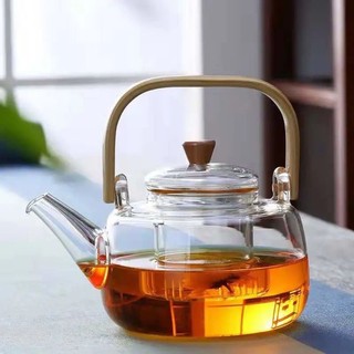 Bình trà thuỷ tinh quai tre Lifehomes Decor , ấm trà thủy tinh sần có lõi lọc chịu nhiệt cao dung tích 1000ml