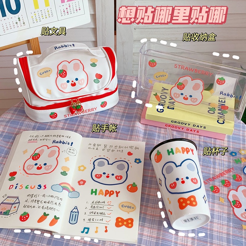 Sticker PET Chống Thấm Nước Họa Tiết Hoạt Hình Dễ Thương Để Trang Trí Nhật Ký
