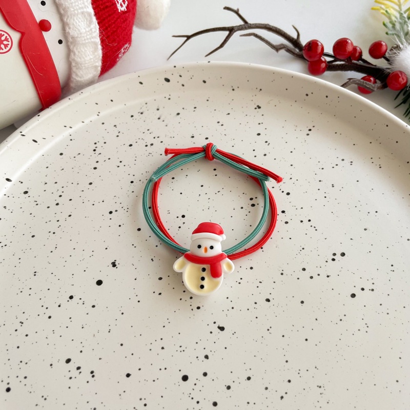 Dây Buộc Tóc Cao Su Co Giãn Hai Màu Sắc Phong Cách Giáng Sinh