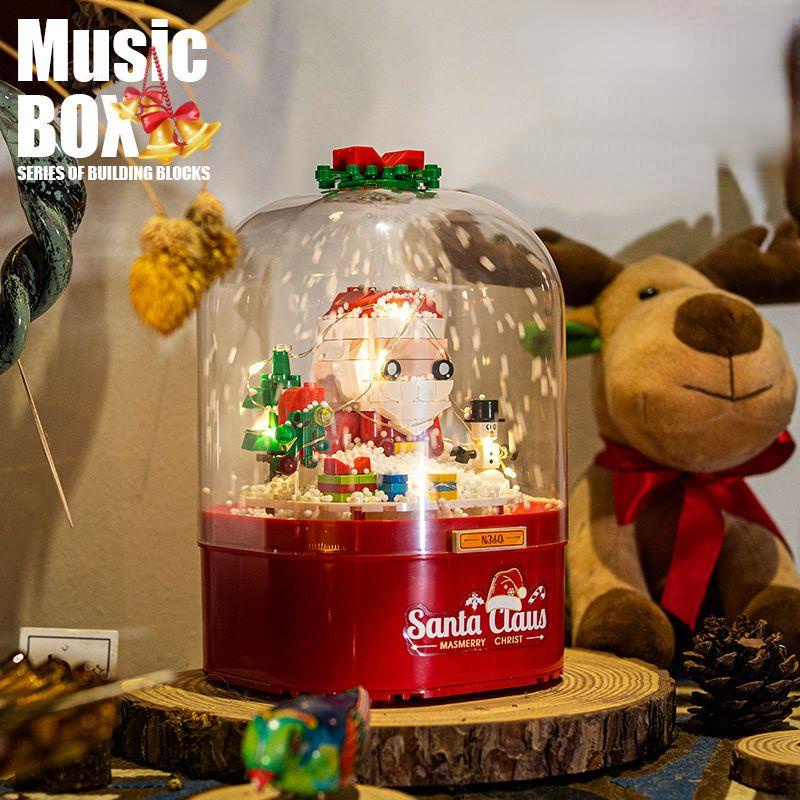 【Hàng có sẵn】◇Tương thích với Lego khối xây dựng hộp nhạc giáng sinh ánh sáng tuyết ông già Noel hộp nhạc khối xây dựng