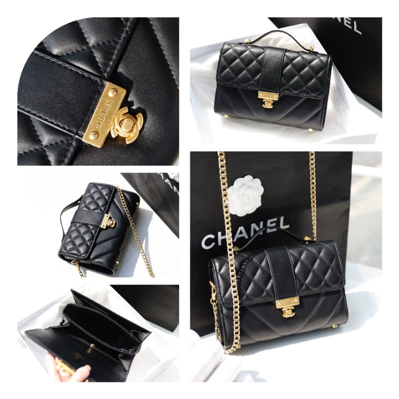 Túi xách nữ sang chảnh da lì khóa mạ vàng sz22cm cực đẹp