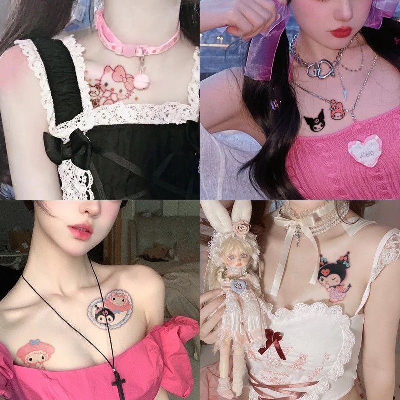 Bộ 7 Hình Xăm Dán Hoạt Hình Kuromi Melody Nhiều Màu Lâu Trôi