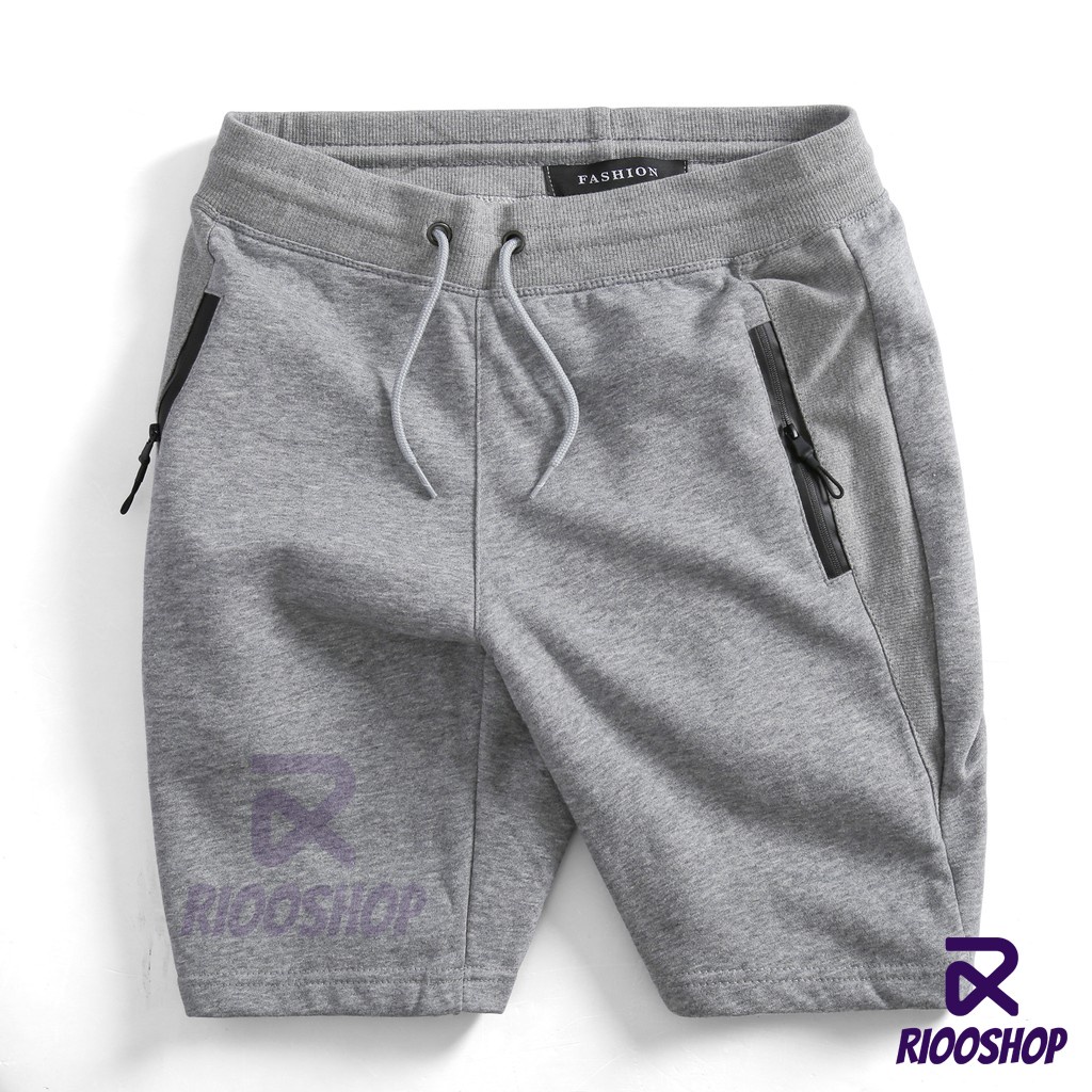 Quần thun nỉ nam ngắn cao cấp chuẩn shop dây kéo RPS037 - quần short nam đẹp Riooshop