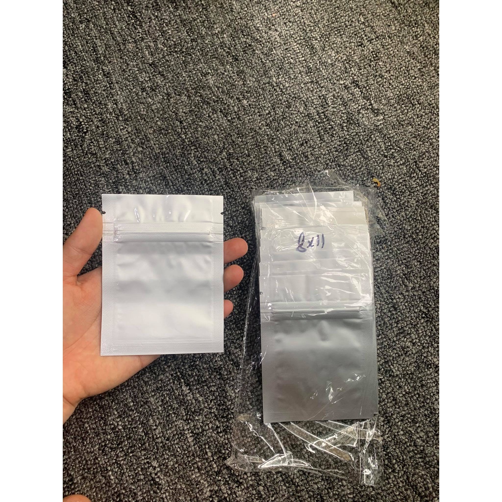 Túi zip mini ép nhiệt 2 mặt bạc đáy liền size nhỏ 8cm x 11cm