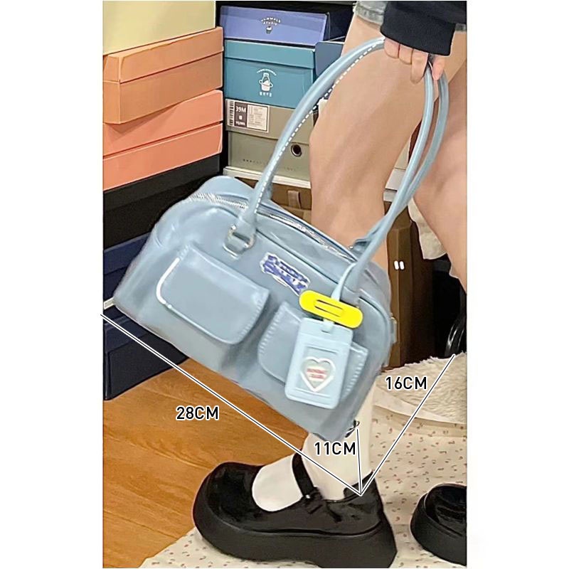 Mischa Túi Đeo Vai Da PU Sức Chứa Lớn Màu Trơn Phong Cách retro Đơn Giản Dễ Phối Đồ