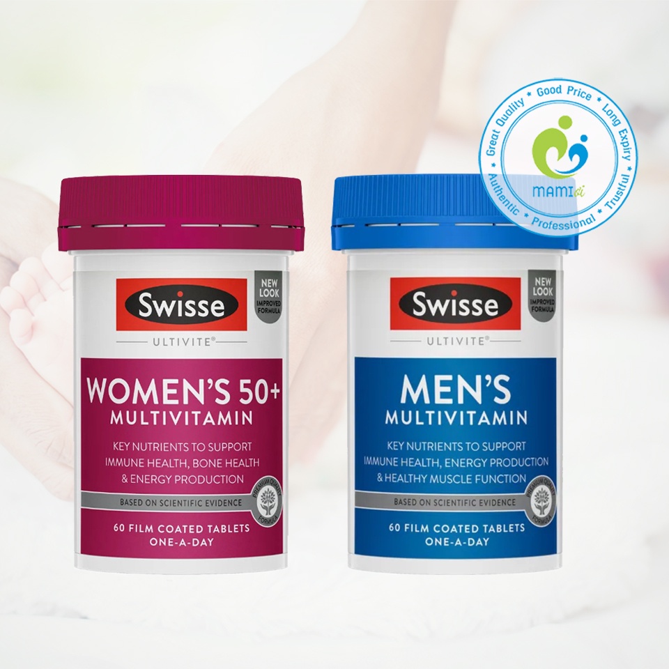 Vitamin tổng hợp bổ sung dinh dưỡng cho nam nữ dưới 50 và trên 50+ tuổi Swisse Multivitamin, Úc