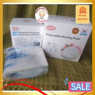 Combo 30 túi trữ + 30 miếng lót thấm sữa unimom