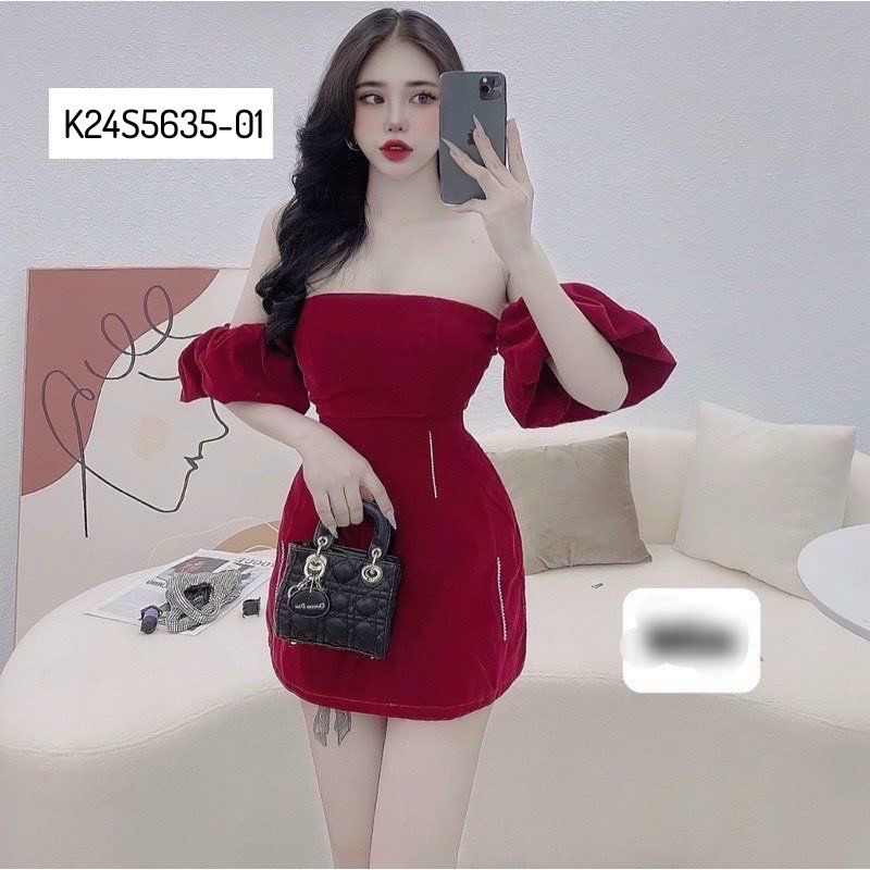 Đầm những xoè trễ vai tay phồng