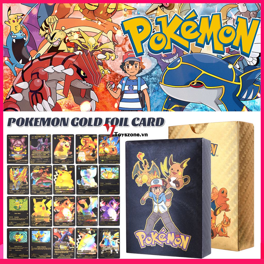 Thẻ Bài Pokemon Bằng Lá Vàng Phiên Bản Tiếng Anh Dành Cho Trẻ Em