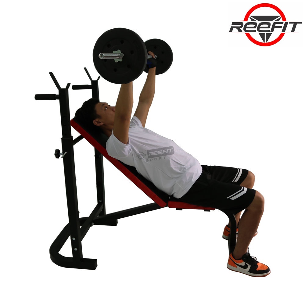 Ghế tập tạ gánh tạ đa năng ghế tập gym kết hợp giá đỡ tạ reefit RF-20150 (KO KÈM ĐÒN VÀ TẠ MIẾNG)