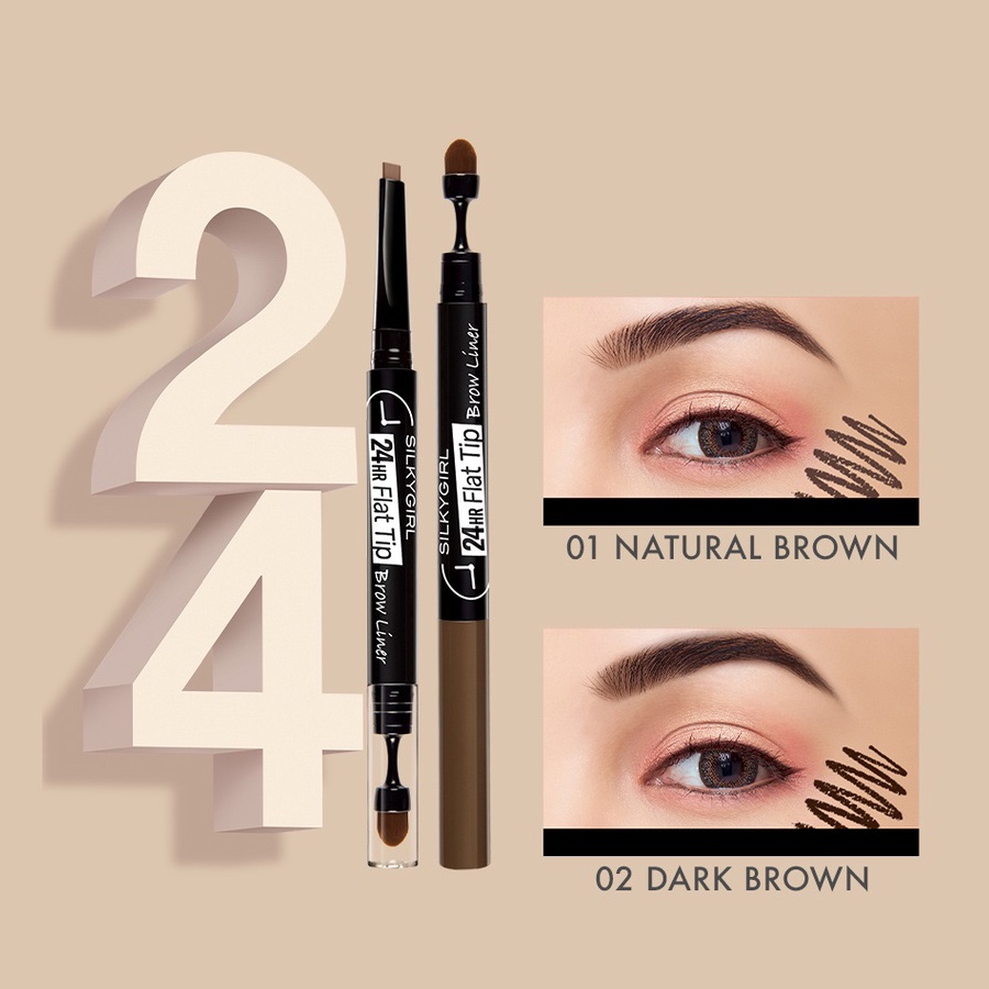 Chì mày hai đầu lâu trôi SILKYGIRL 24hr Flat Tip Brow Liner 0.15g