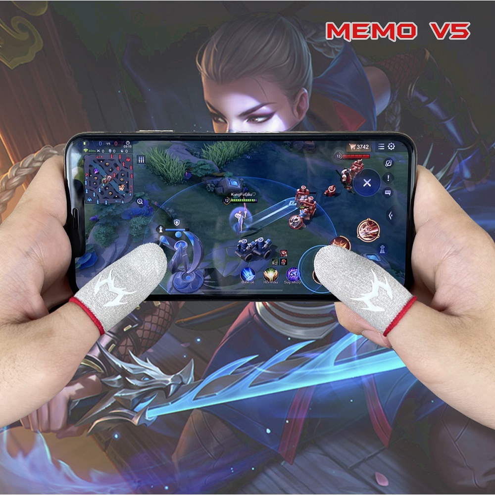 Găng tay chơi game MEMO chống mồi hôi ngón tay bao tay cảm ứng 2 ngón chơi Liên Quân mobile FF PUBG ROS trên điện thoại