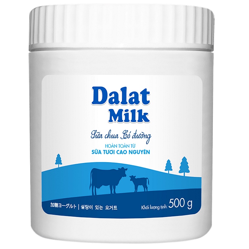 Sữa Chua Dalat Milk Vị Tự Nhiên Không Đường/Có Đường Hộp 500G Date Mới