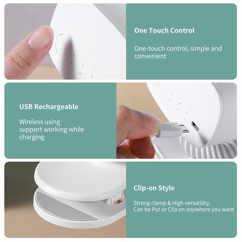 Quạt Mini Kimviento Cổng Usb 720° Quạt Kẹp Để Bàn Văn Phòng / Xe Đẩy Em Bé Tùy Chỉnh Tiện Dụng