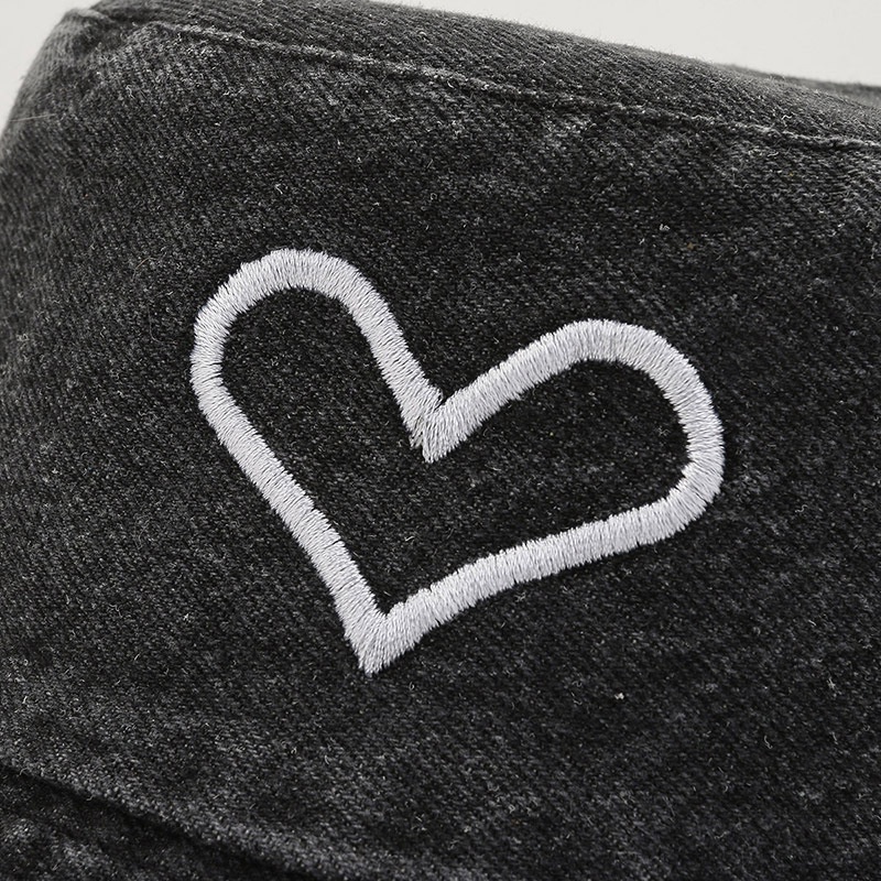 HMH®Mũ denim trào lưu phong cách mới Hàn Quốc thêu tay trái tim thời trang dành cho nứ