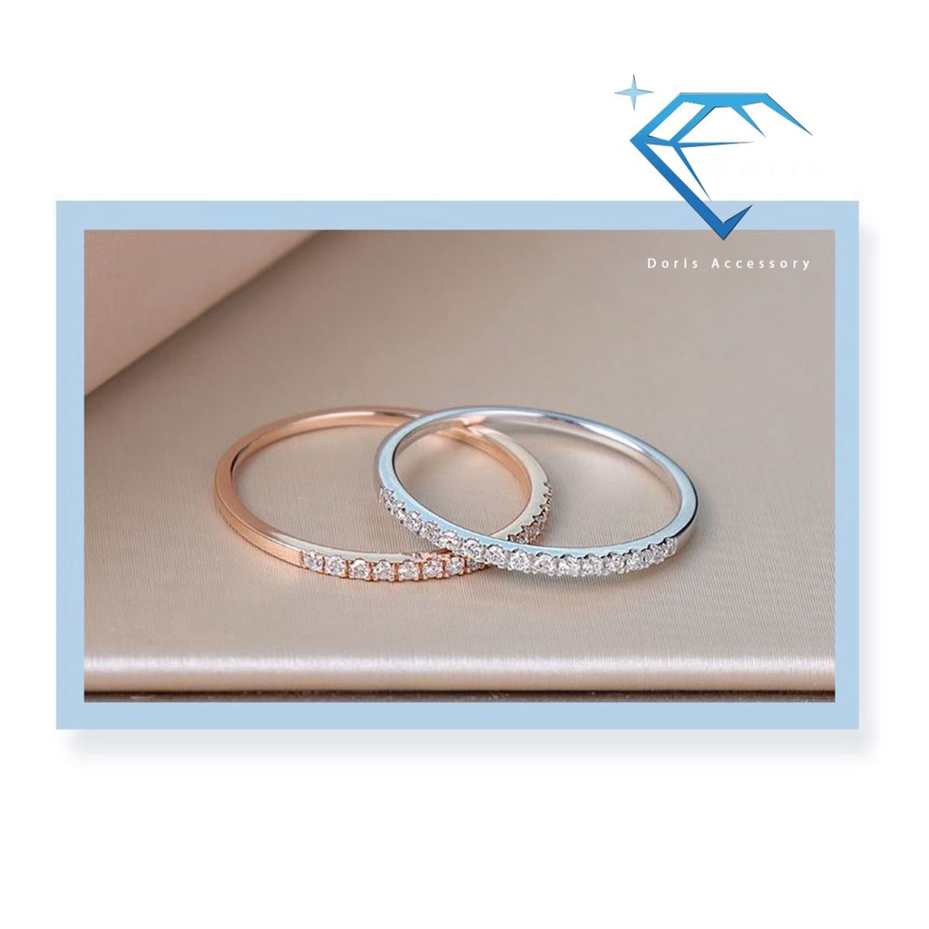 Nhẫn titan nữ Doris viền xoàn mảnh Gold / Silver / Rose Gold J3-301