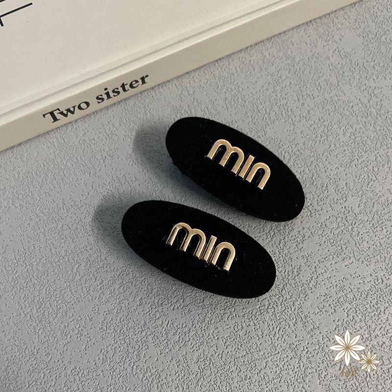 Kẹp Tóc Kim Loại Màu Đen Hình Mặt Cười Phong Cách Hàn Quốc