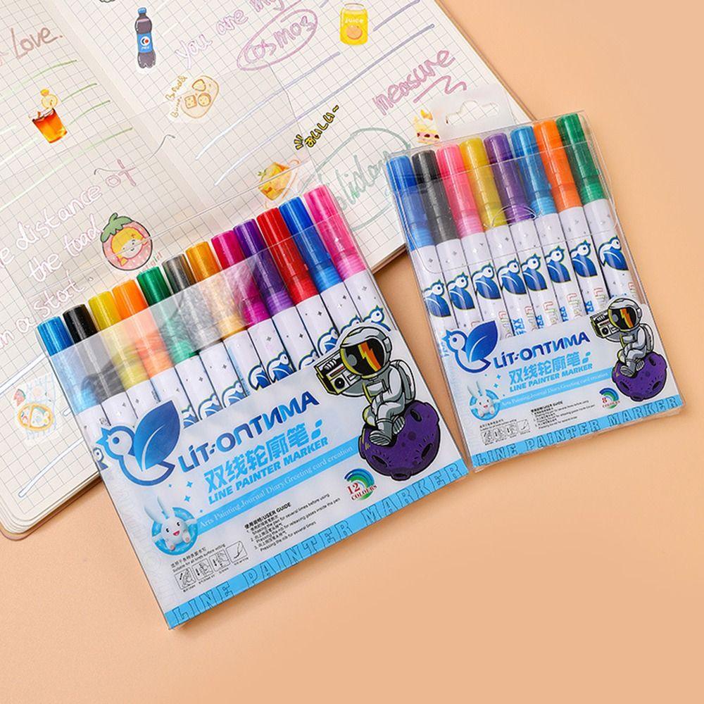 CHOOKEY Set 8 / 12 Bút Đánh Dấu Hai Đầu Màu Nước Phát Quang Phong Cách Graffiti Giáng Sinh