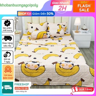 Drap ga giường 1m6x2m-mẫu bò chuối