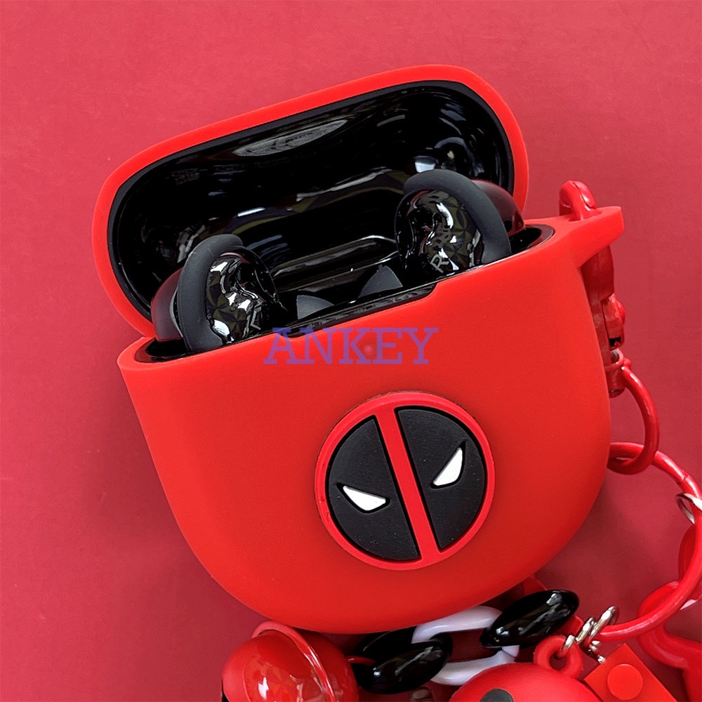 For Bose QuietComfort Ultra Earbuds Case Earphone Cover Red Deadpool with Keychain for BOSE QC Earbuds 2 Noise Canceling Earphone Charging Case