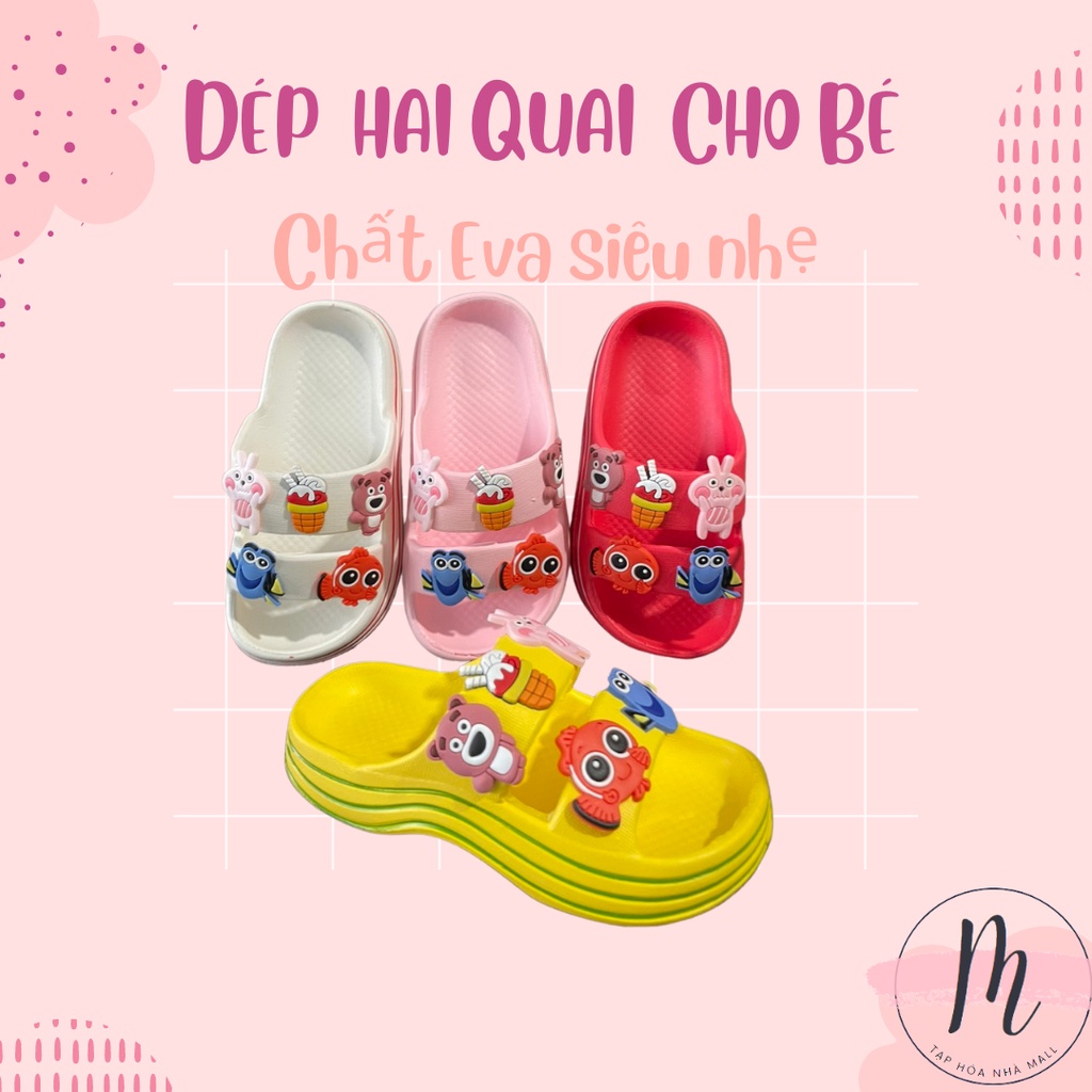 Dép bánh mì đế cong cho bé gái đủ màu kèm sticker dễ thương