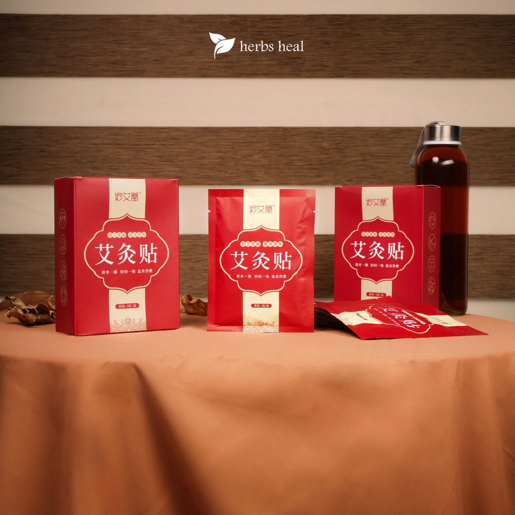 MIẾNG DÁN GIẢM ĐAU - Hộp 5 miếng dán cao ngải cứu massage giảm đau cổ vai gáy lưng đầu gối Herbs Heal