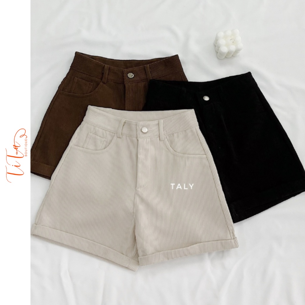 Quần short kaki nhung chất kaki nhung gân, mịn, mượt, dày dặn - TiTa Boutique