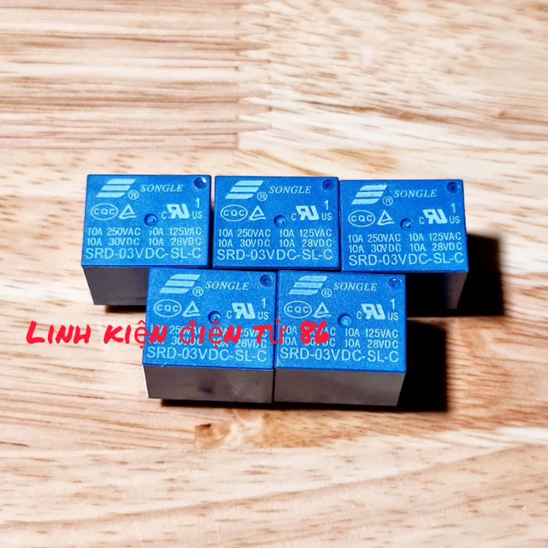 Rơ le 3V 10A 5 chân Songle SRD-3VDC-SL-C Relay