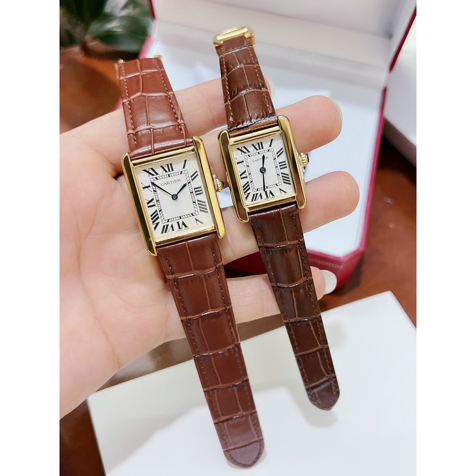 Đồng hồ nam nữ cặp đôi catier , dây da, size 22/26mm