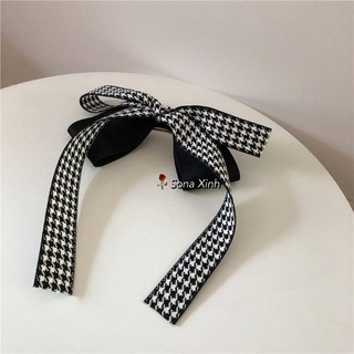 Kẹp tóc nơ caro đen trắng xinh xắn