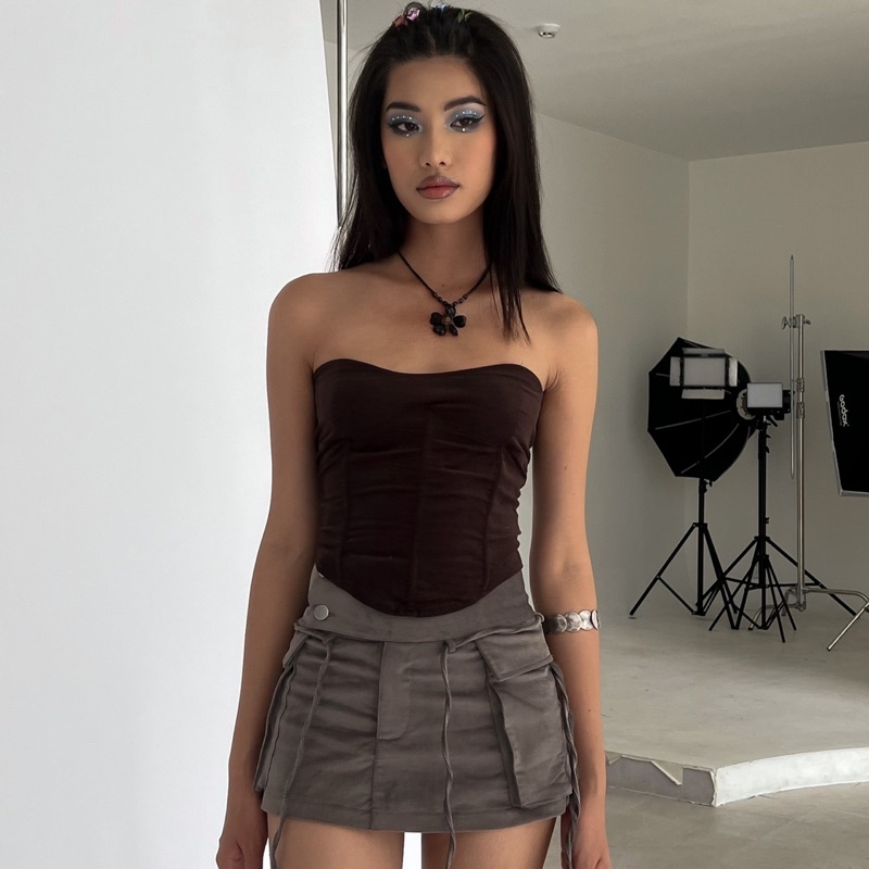 Áo phom corset nhung mỏng - Coco Top